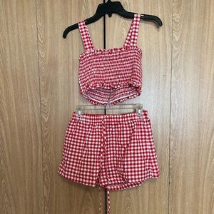 Red Gingham Two Piece Set
